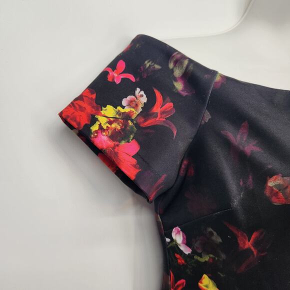 Sam Edelman Black Floral Off The Shoulder Party Fairy Goth Dress Women's 6 - Picture 6 of 10